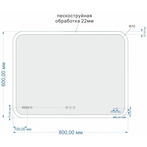 зеркало 80х60 см cersanit design pro lu-led070*80-p-os