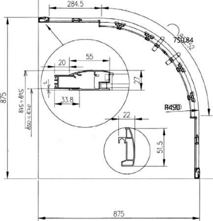 душевой уголок ravak blix xp2cp4-90 x3b270c00z1c transparent, блестящий профиль