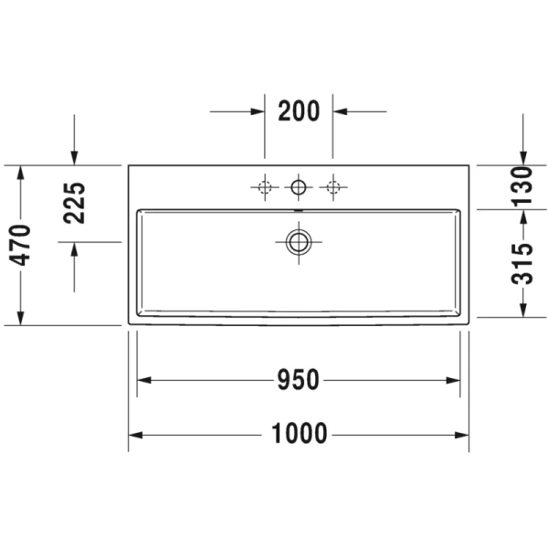 раковина накладная/подвесная 100 см duravit vero air 235010 00 00