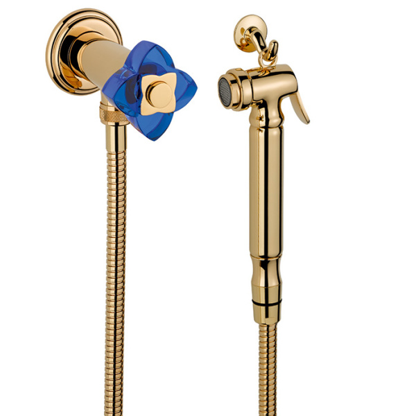 thg thg pуtale de cristal bleu гигиенический душ, цвет: золото/синий хрусталь