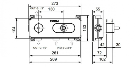 внутренняя часть термостатического смесителя для душа fantini 19 00 d372a