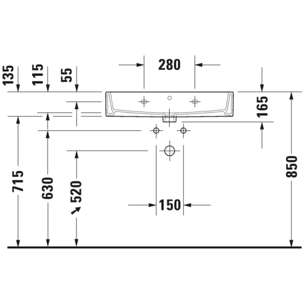 раковина подвесная duravit vero air 70 см 2350700000