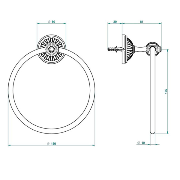 THG THG Mandarine metal Полотенцедержатель-кольцо 18см., подвесной, цвет: хром/золото